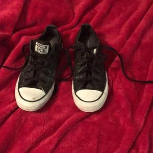 Black sparkly converse size 8
